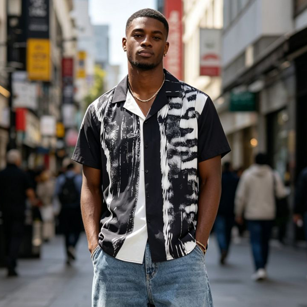 Inkwell Brushstroke Camp Collar Shirt