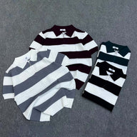 Bold Striped Quarter Zip Knit Polo
