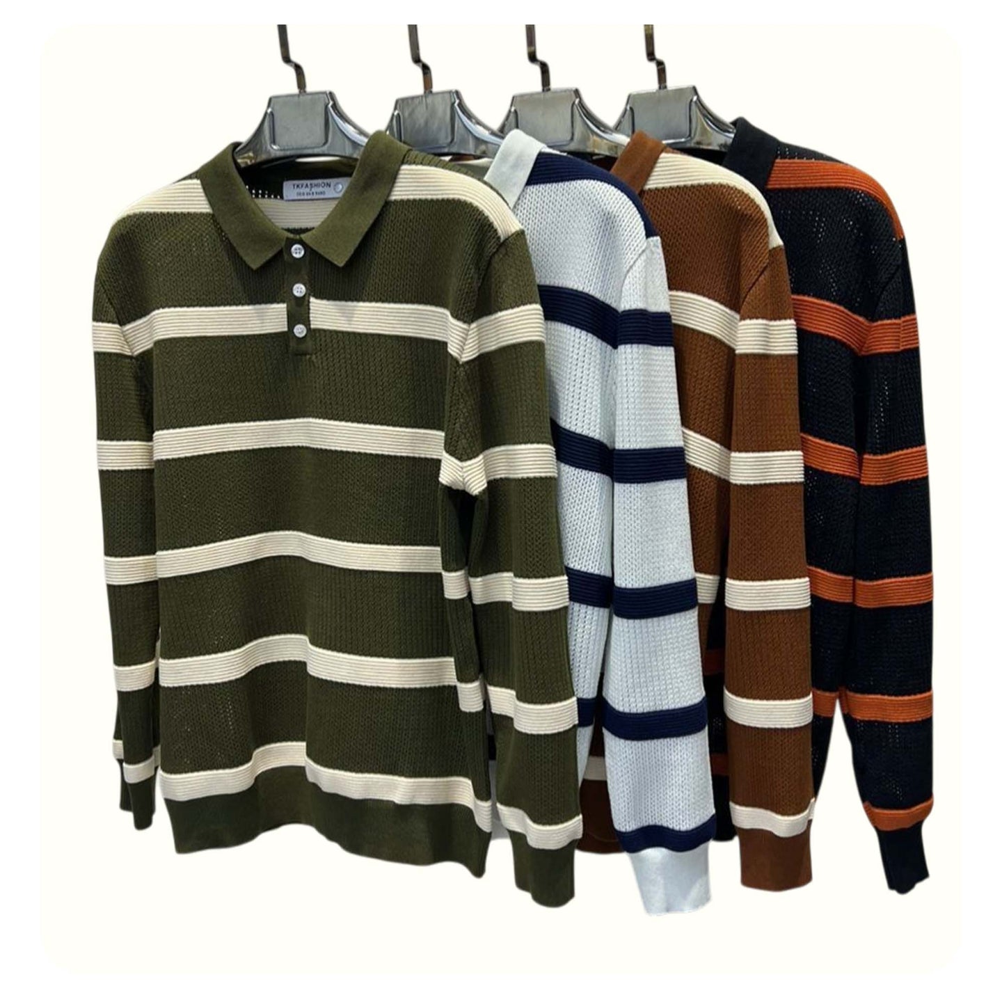 Casual Striped Knit Polo