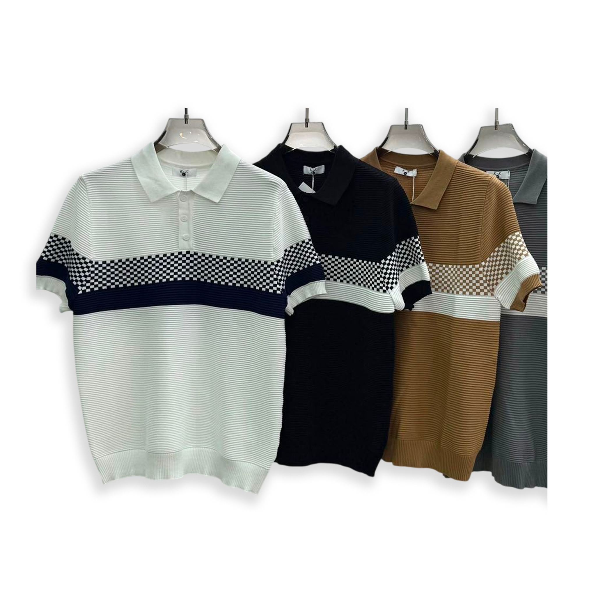 Checkered Band Knit Polo