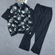 Black Floral Two Piece Set