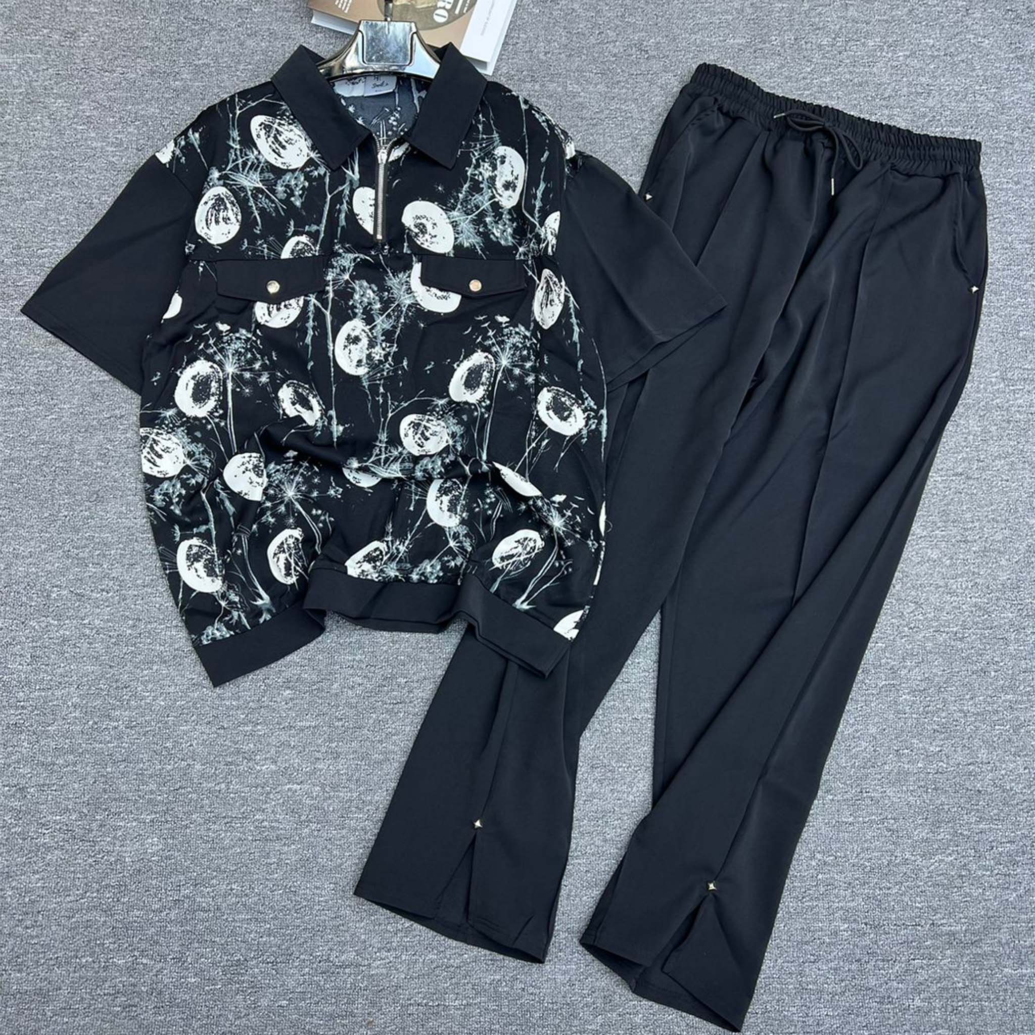 Black Floral Two Piece Set