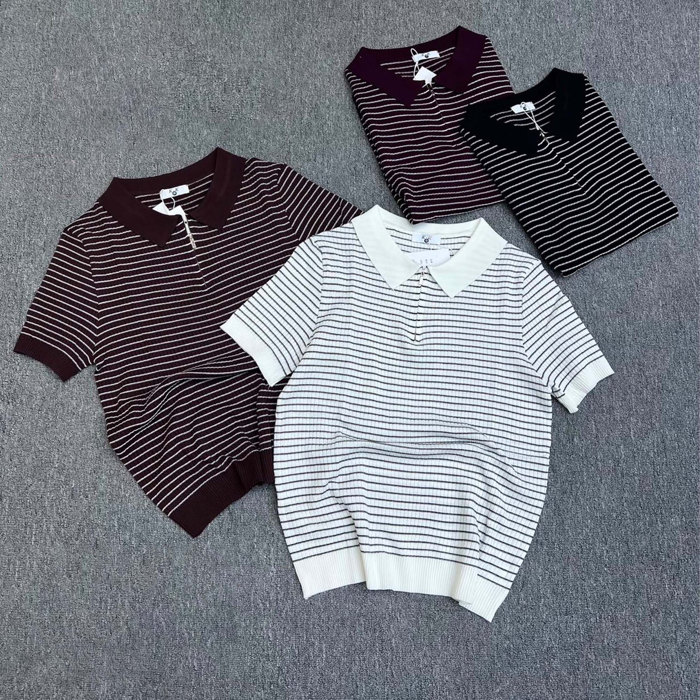 Premium Striped Quarter Zip Polo