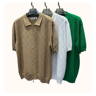 Silk textured knit polo