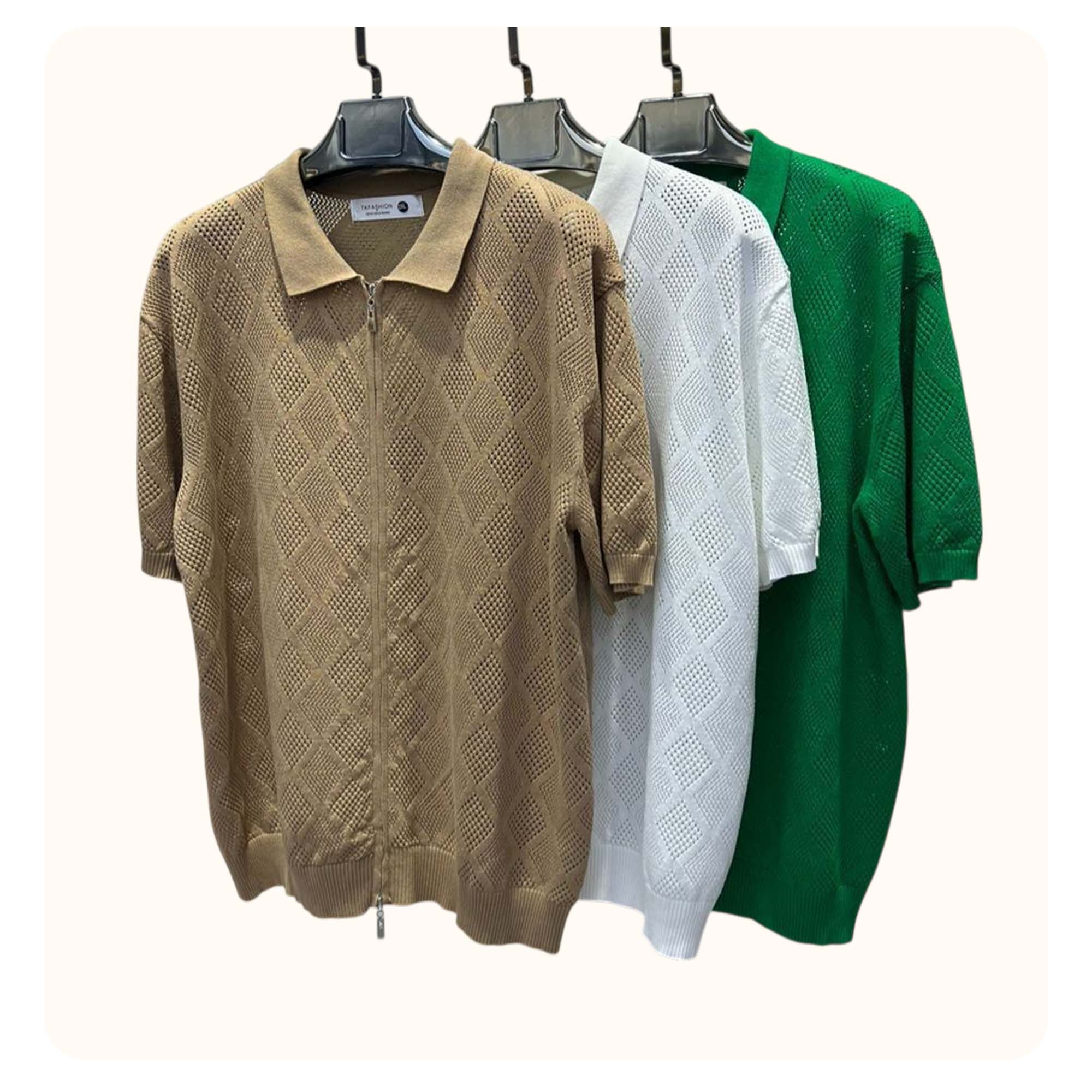 Silk textured knit polo