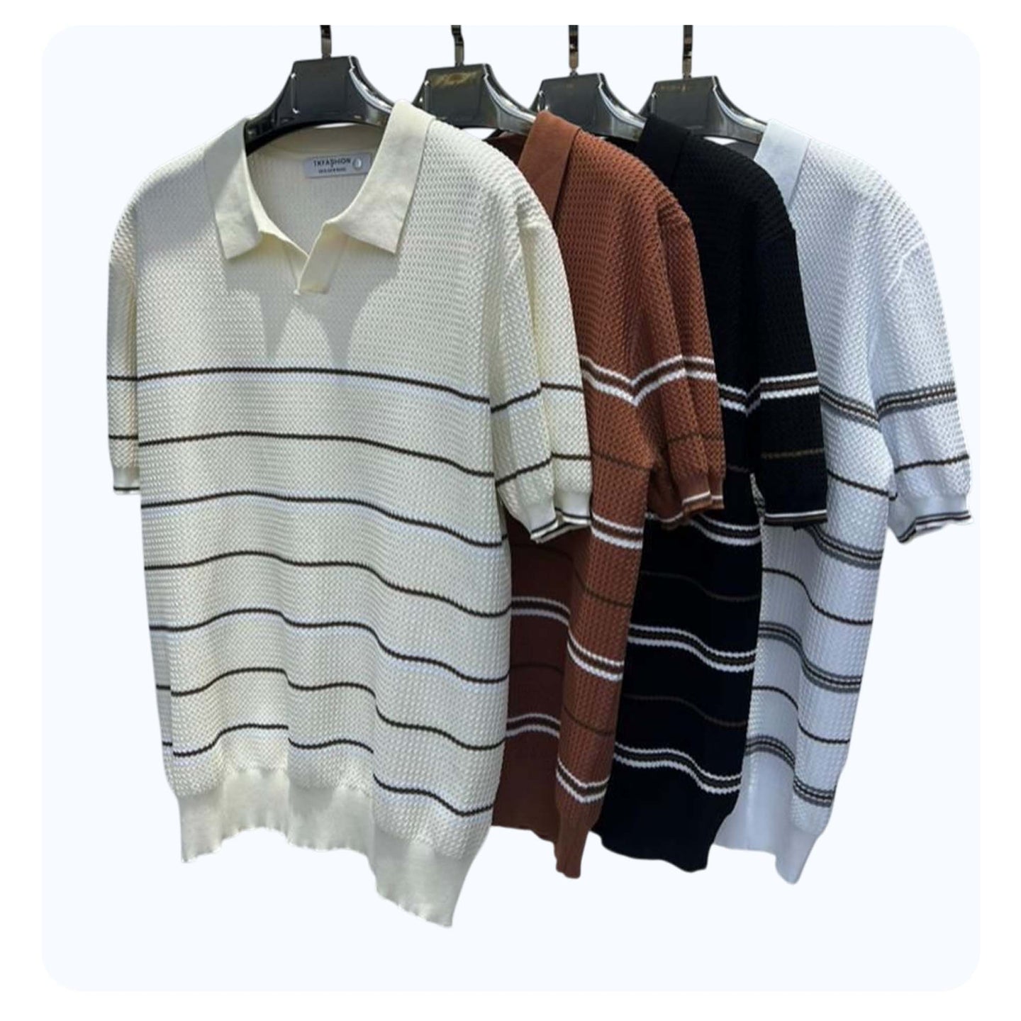 Striped Polo Collar Shirt