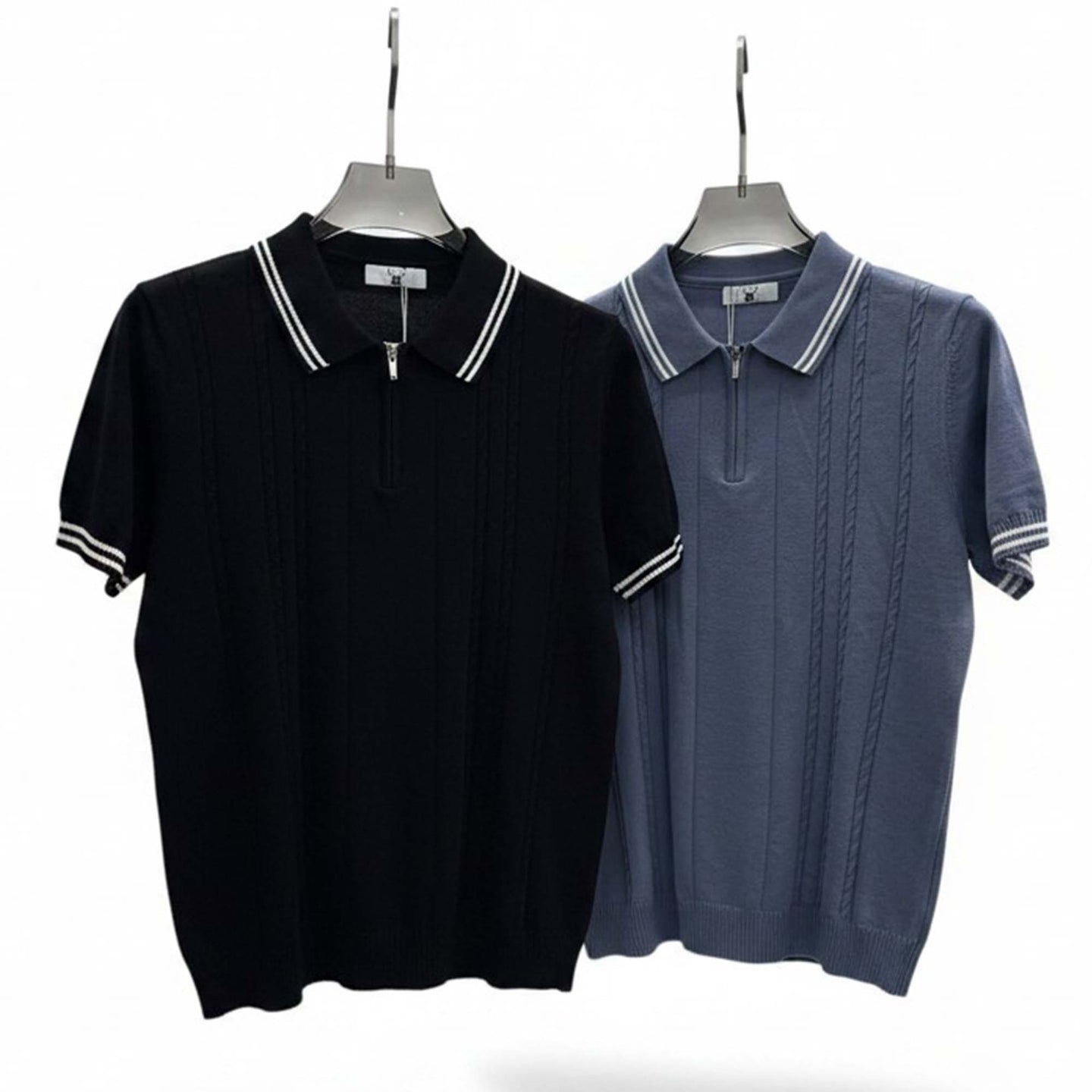 Textured Quarter Zip Knit Polo