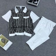 Textured Striped Two Piece Set