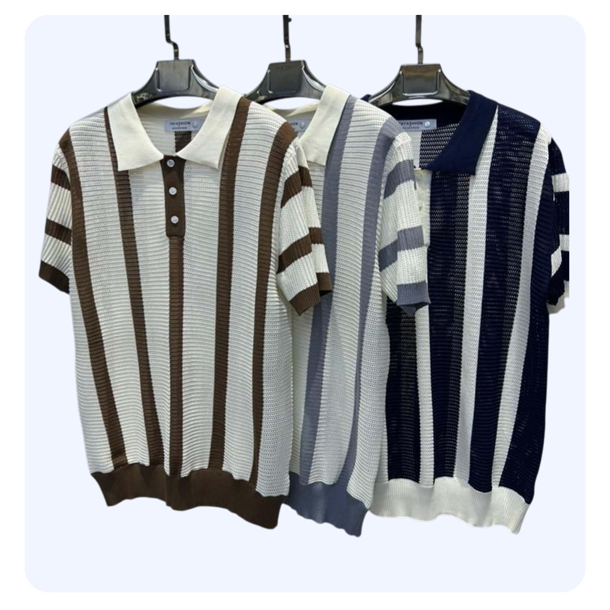 Knitted Striped Polo Shirt