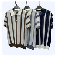 Knitted Striped Polo Shirt