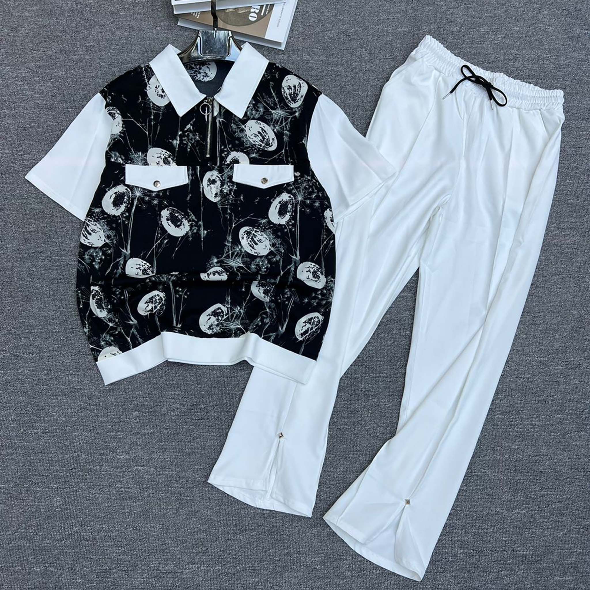 White Floral Two Piece Set