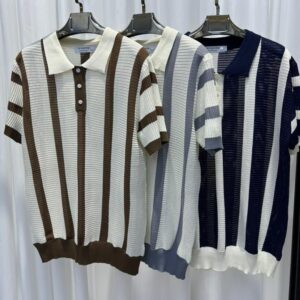 Knitted Striped Polo Shirt