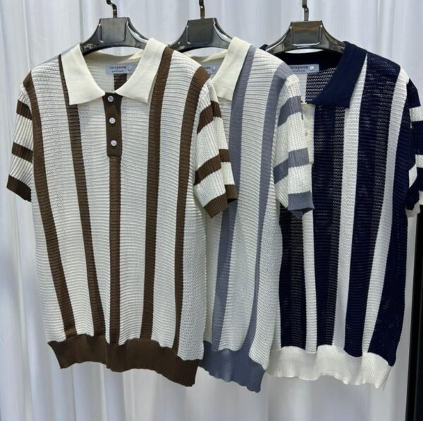 Knitted Striped Polo Shirt